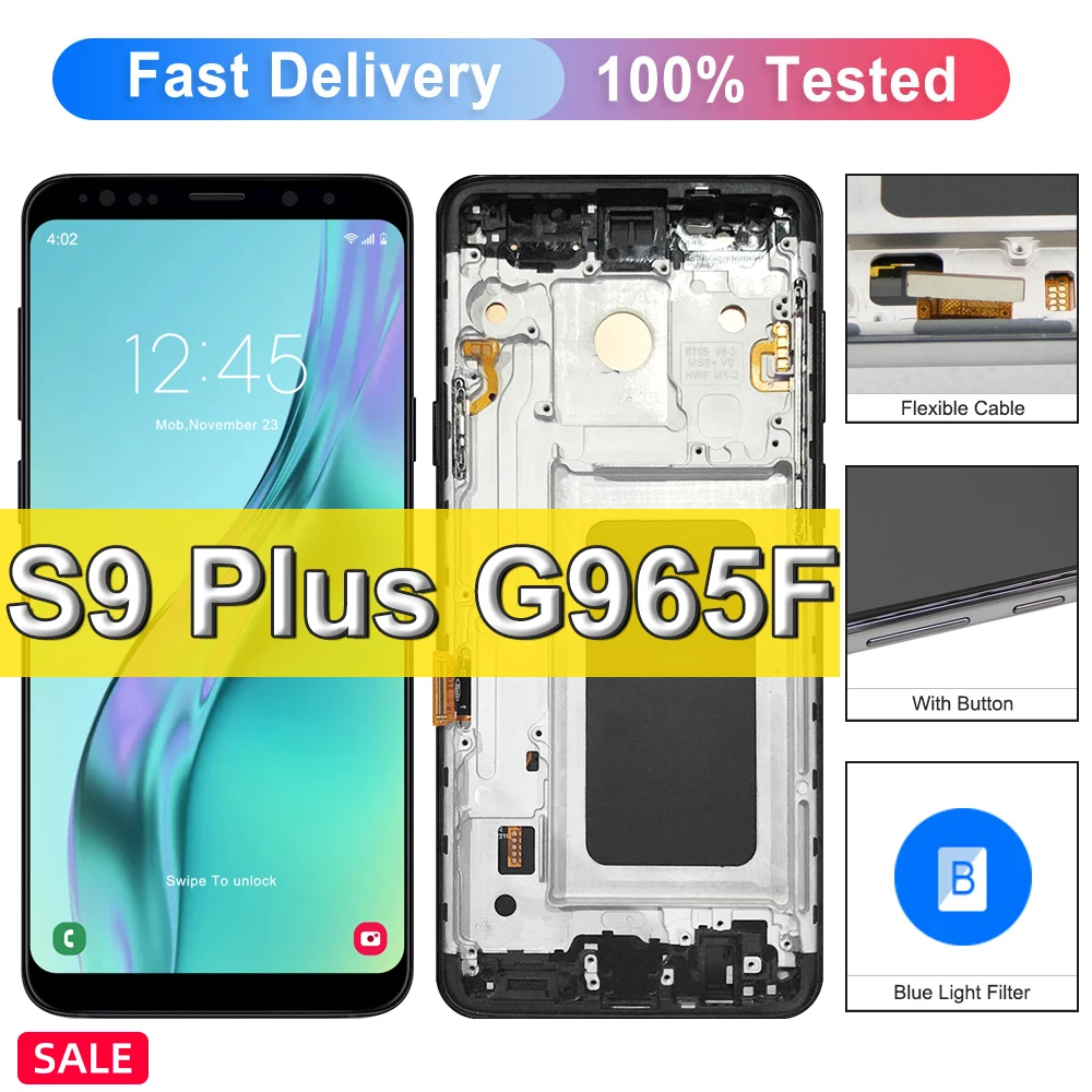 

High Quality TFT For Samsung Galaxy S9 Plus G965 G965F LCD Display Touch Screen with Frame, For Galaxy S9+ Display Replacement