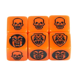 Set of 6 Vibrant Dice - Transparent and Opaque Marble Colors (12 Opaque Orange)