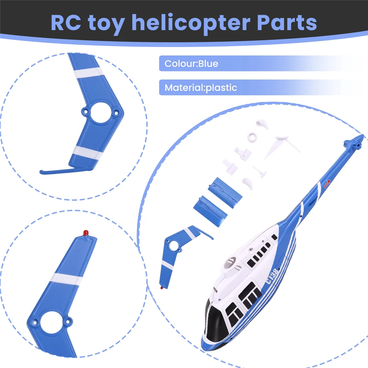 Kit carroceria fuselagem C138 para helicóptero RC ERA Bell 206 1:33 azul