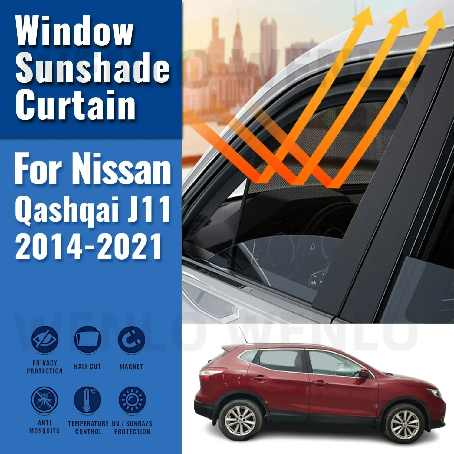 

Магнитные автомобильные солнцезащитные занавески для Nissan QASHQAI J11 2014-2021, штора для переднего и заднего ветрового стекла, детский козырек