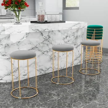 Velvet Bar Chair Kitchen Lounge Salon Table Hotel Round Stool Chair Bathroom Outdoor Minimalist Fauteuil Salon Home Furniture
