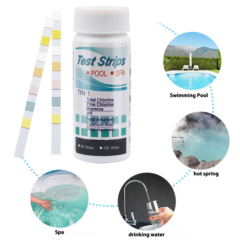 

7 in 1 Test Strips For Aquarium /Fish Tank /Swimming Pool / Spa Water Quality 50 Pcs100 Pcs Chlorine /PH /Bromine Measure Paper