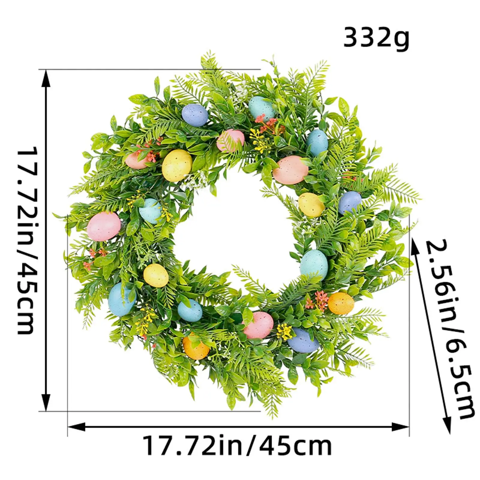 Easter Egg Wreath Front Door Ornament Artificial Spring Wreath Easter Party Supply for Hallway Lightweight Multifunctional