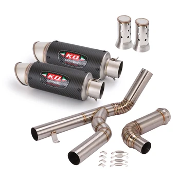Carbon Exhaust Pipe*2 Motorcycle Muffler Mid Link Tube Double Row Escape With DB Killer Modified For 1290 Super Duke R 2014-2016