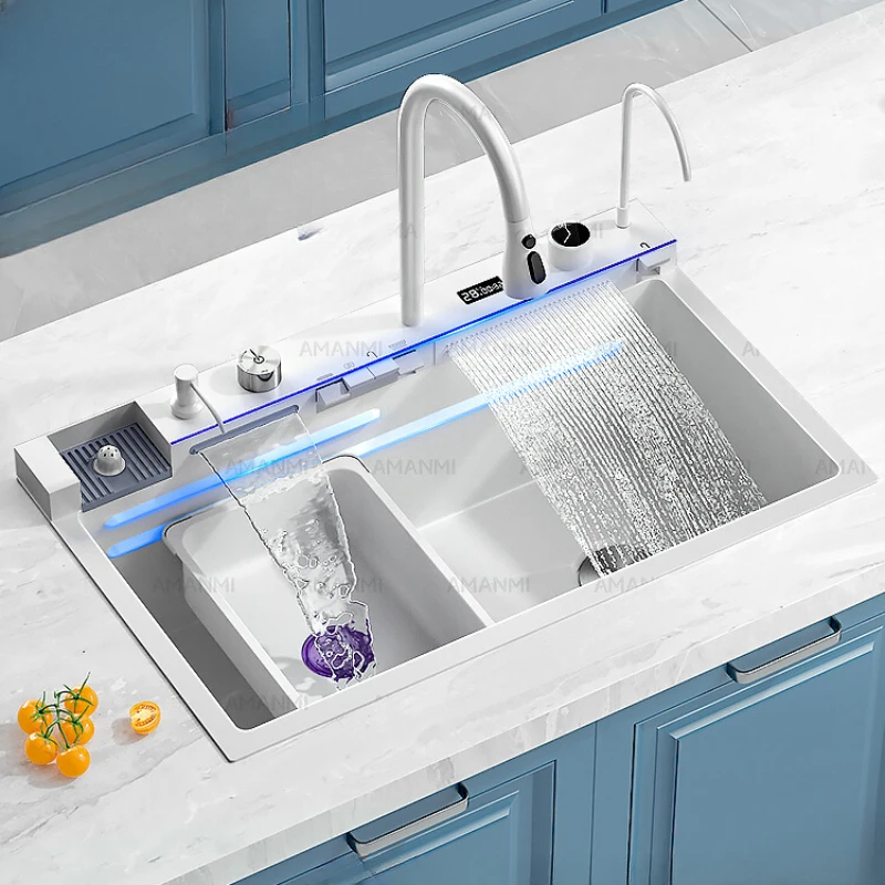 

Feiyu waterfall sink 304 stainless steel sink kitchen multifunctional sink large single tank
