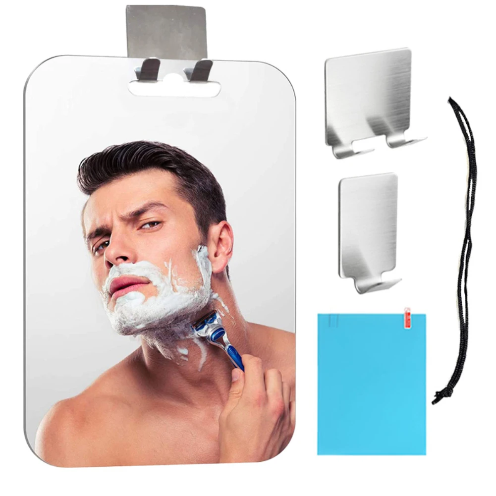 Anti Fog Mirror Acrylic Bathroom Tools Shower Shaving Fogless Mirror Washroom Travel Accessories with stainless steel razor brac 2