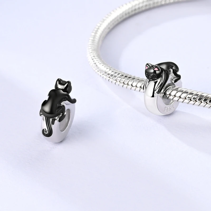Fit Original Charms Beads 925 Sterling Silver Clip Charms Zircon Silicone Spacer Beads for Bracelet Women DIY Gift Party 5