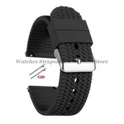 Premium Soft Silicone Quick Release Watch Band - Versatile Rubber Strap in Multiple Sizes - 22mm (Black - Silver)