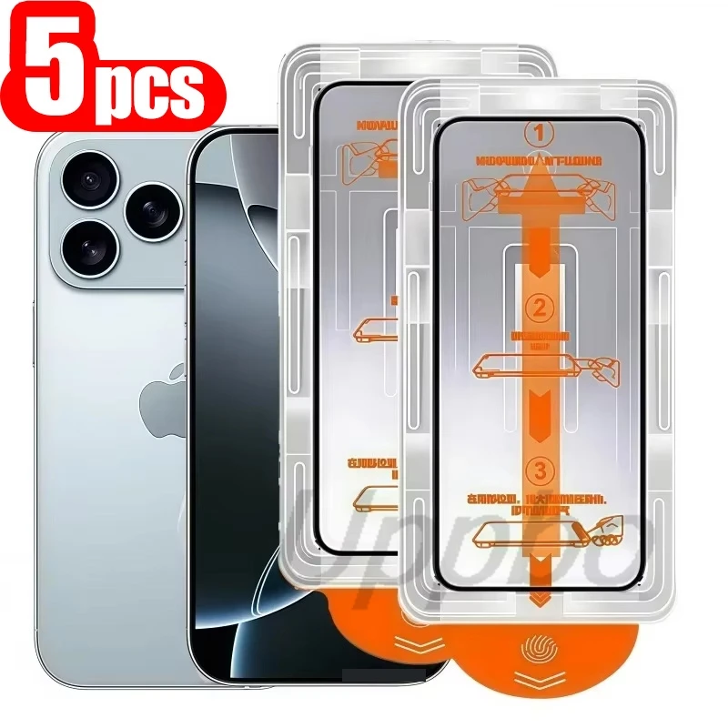 מגן מסך זכוכית מחוסמת 5 יחידות עבור Samsung Galaxy S24 S25 Ultra S22 S23 Plus FE עם קופסת התקנה