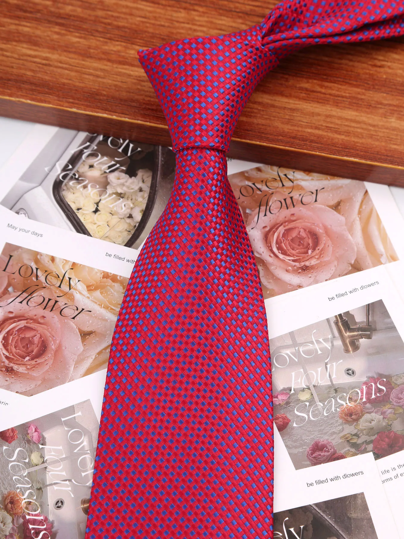 7,5/8 CM Mann Krawatte Gestreifte Krawatte Männer Business Formale Hochzeit Krawatte Marineblau Rot Krawatten Mode Party hemd Krawatte – Detail 12