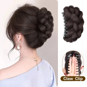 Chignon sintetico da donna a spirale con clip a forma di fiore, parrucca voluminosa per l'acconciatura posteriore della testa