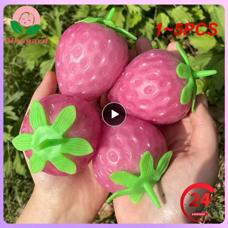 

1~5PCS Color-changing Strawberry Discoloration In Case Of Light Decompression Artifact Hand-pinching Decompression Ball Squeeze