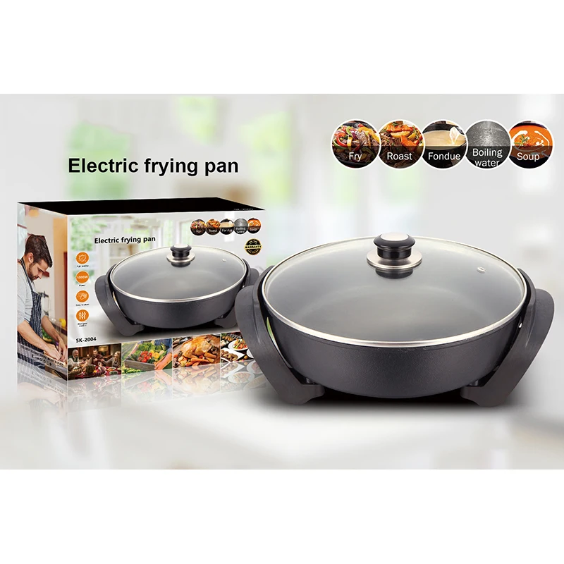 Electric Frying Pan MultiFunction Hot Pot With Steamer Large-Capacity Kitchen Tools and Non-stick Cooking Machine Househould BBQ