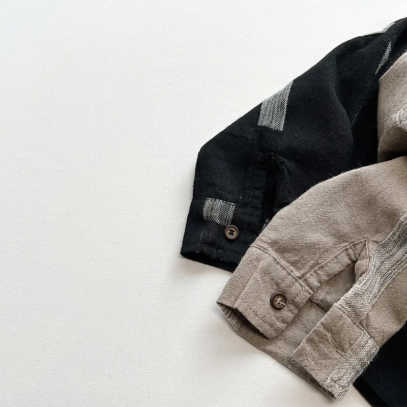 AYNIGIELL ربيع/خريف جديد الأولاد قميص 1-6 سنة الأولاد الطبعة الكورية رداء علوي غير رسمي جودة عالية قميص قطني بكم طويل سترة