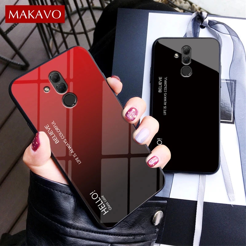 Чехол для Huawei Mate 20 Mate20 Pro задняя панель из закаленного стекла с градиентом мягкая