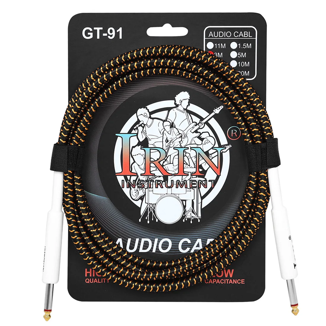 IRIN Braided Noise Reduction Guitar Cable with Double Straight Head Connector