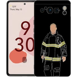 Firefighter Themed Soft TPU Black Phone Case - Pixel 8 Pro (A1)
