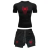Men's Workout Compression Set Y2K Spider Printed Gym Tshirts Breathable Running Shorts Quick Dry Sports Rash Guard Sportwear Set 1