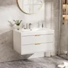 30'' Floating Bathroom Vanities with Sink, Wall Mounted Bathroom Floating Vanity with Ceramic Sink,2 Drawers, Soft-Close Doors 1