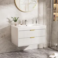 30'' Floating Bathroom Vanities with Sink, Wall Mounted Bathroom Floating Vanity with Ceramic Sink,2 Drawers, Soft-Close Doors 1