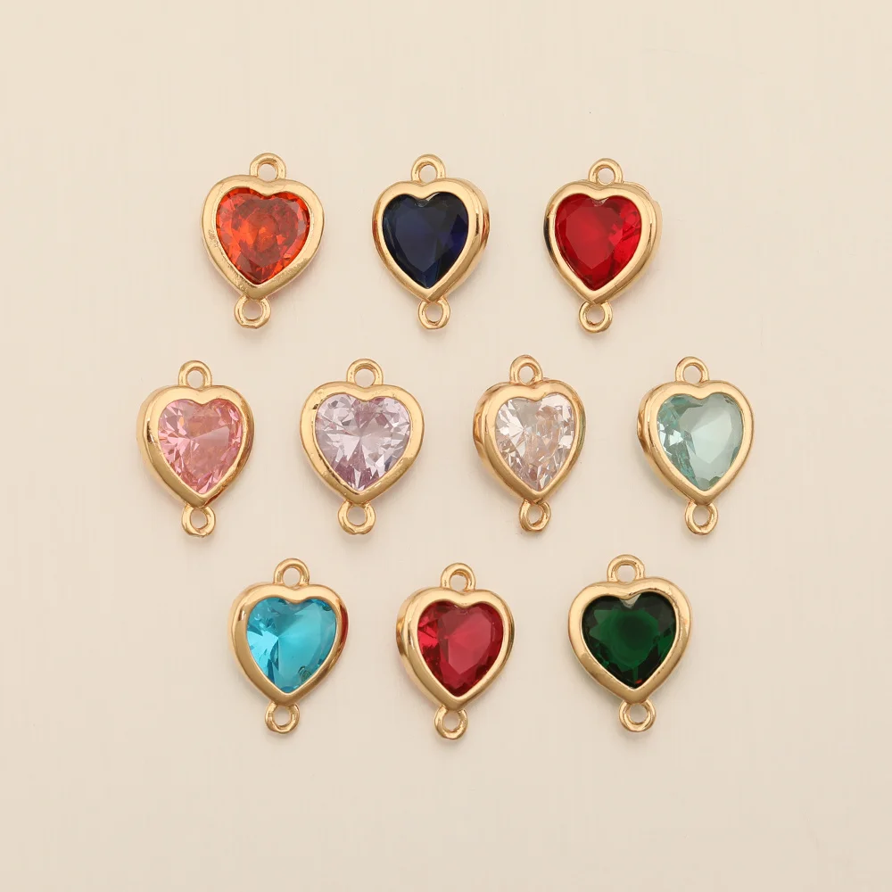 Cordial Design 10*14MM 100Pcs Jewelry Findings & Components/Rhinestone Connectors/CZ Charms/Heart Shape/Hand Made/DIY Making - cordial