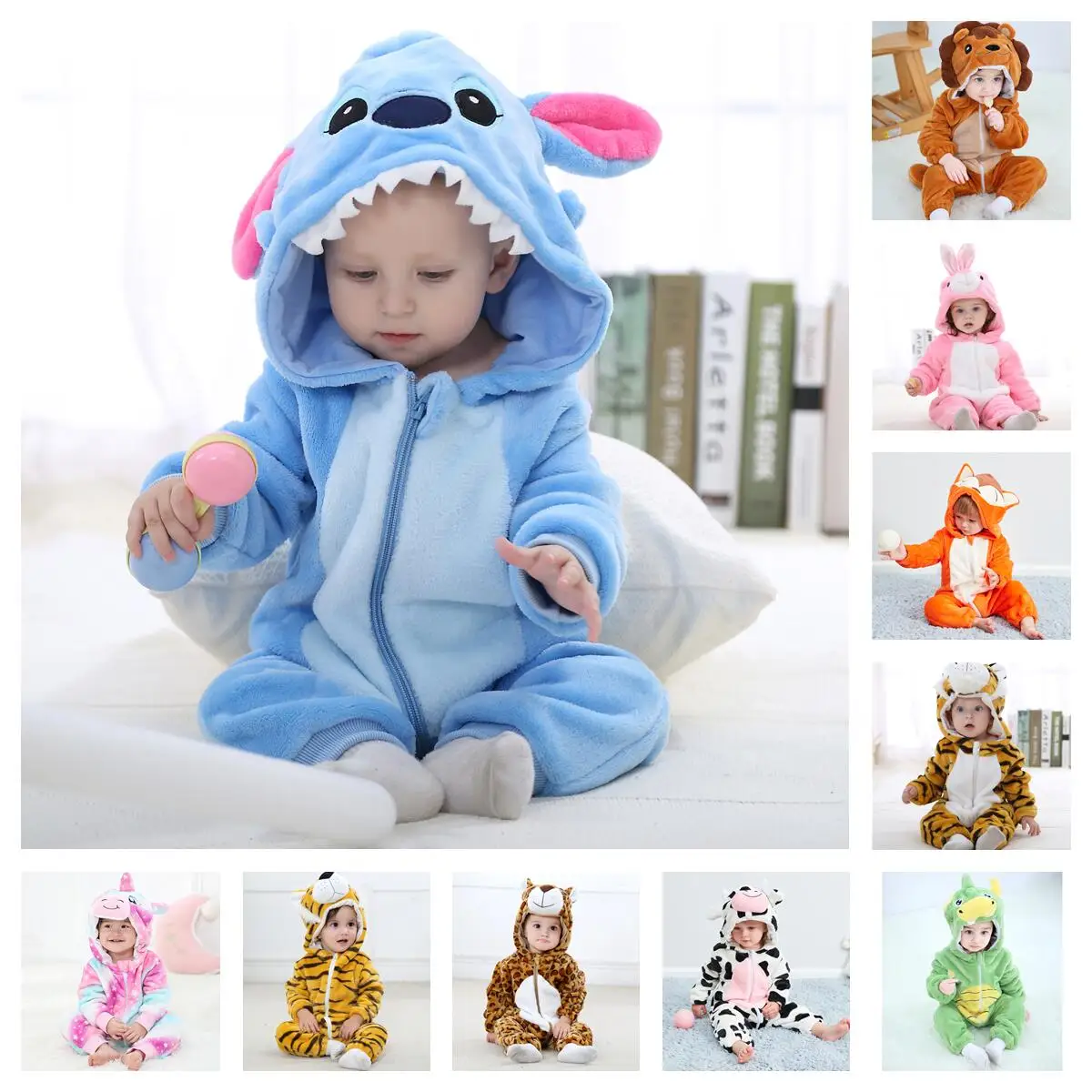 Baby Stitch Cartoon Romper Newborn Hooded Infant Clothing Boys Girls