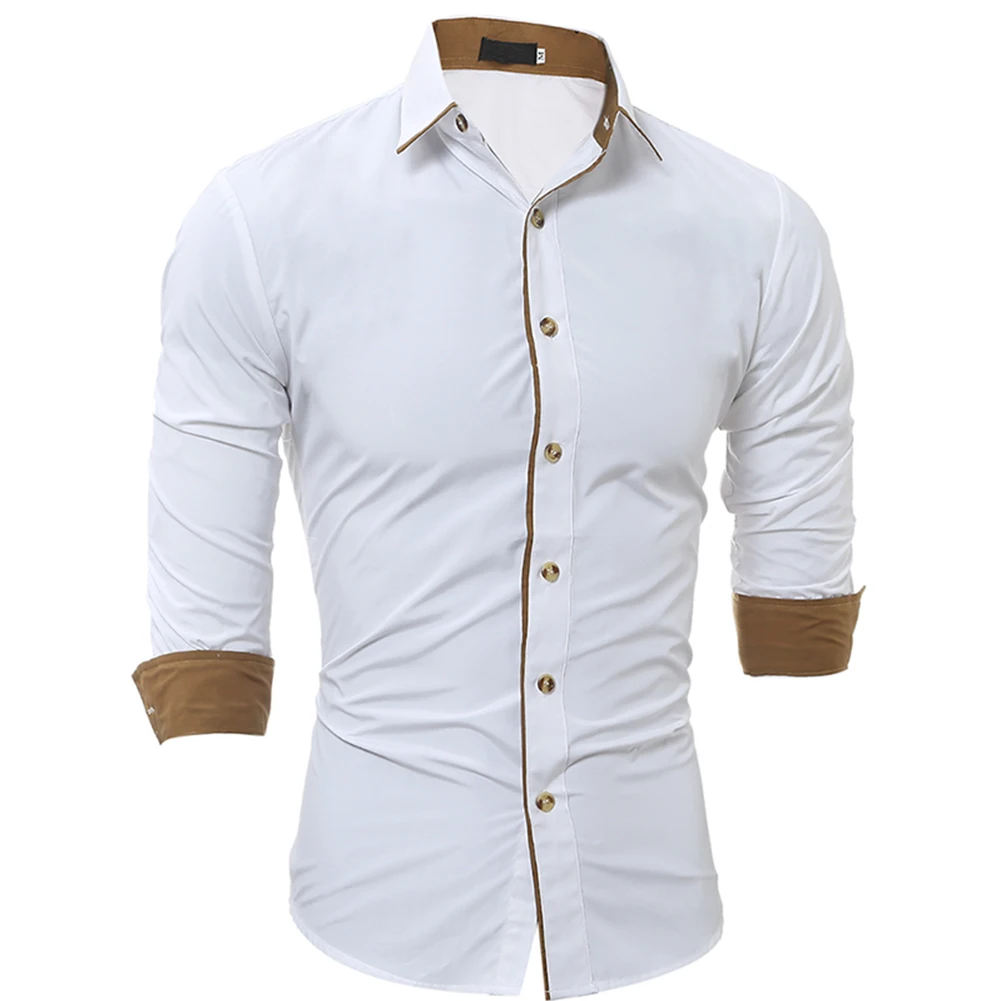 

Male Shirt High Quality Long Sleeve Men's Personality Trim Shirt Slim Fit Soft Solid Color 2/3 Sleeves Brand New