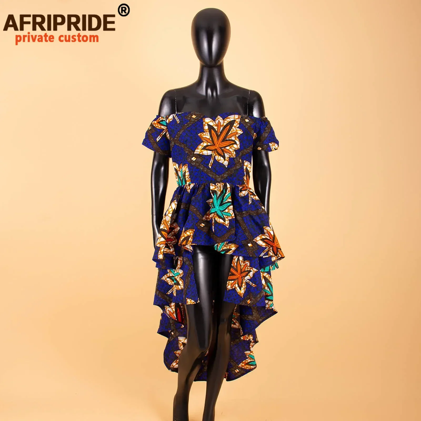 African Dress African Clothes for Women AFRIPRIDE Ankara V-neck Off Shoulder Coat with Dashiki Double Ankle-length Back Plus Size A722412