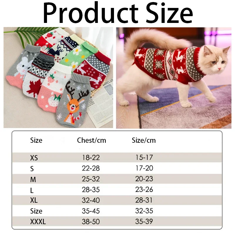 Pet Clothes for Small Medium Dogs Christmas Sweater Winter Supplies