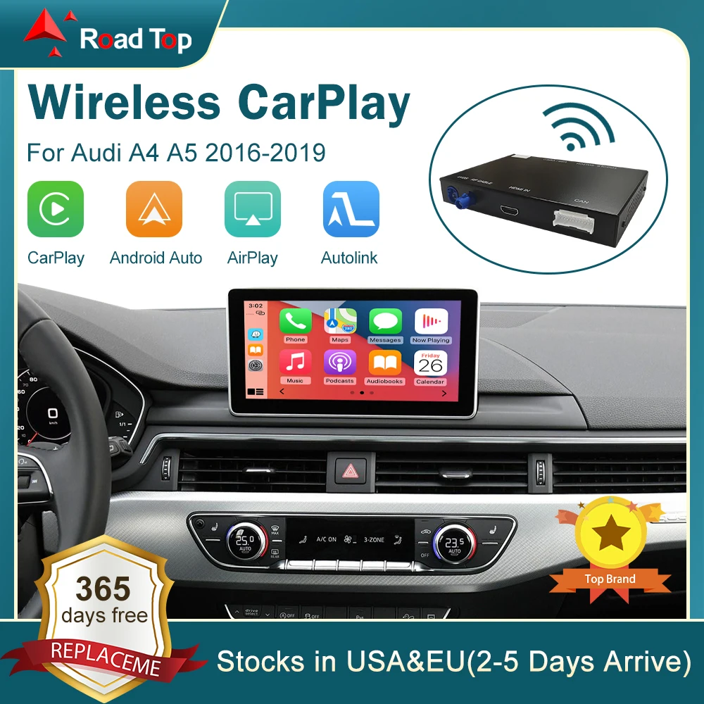 Wireless CarPlay Android Auto Interface for Audi A4 A5 2016-2019, with Mirror Link AirPlay Car Play Functions