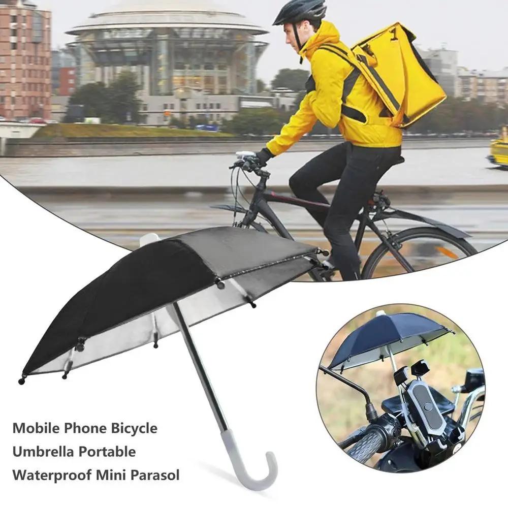 Polyester Waterproof Cycling Phone Parasol Mini Umbrella Bicycle Phone Holder Motorcycle Holder Sunshade Umbrella