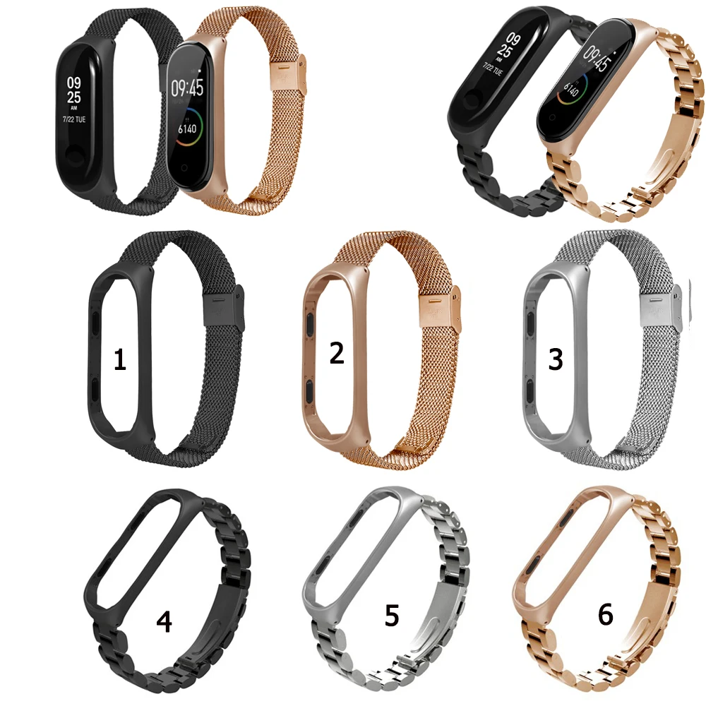 Metal Stainless Steel Watch Band Strap Bracelet Wristband For Mi Band 5 6 For Xiaomi Mi Band 4 3 Accessories
