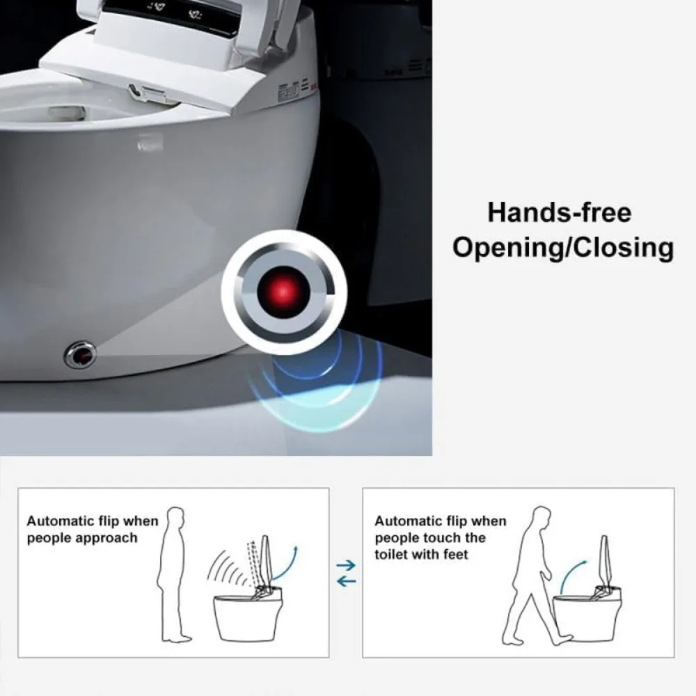Built-In Bidet,Auto Open Close,One Piece Bidet Toilet Auto Flush Heated Seat,1.27GPF Tankless Bidet  LED Display,Foot Sensor 3