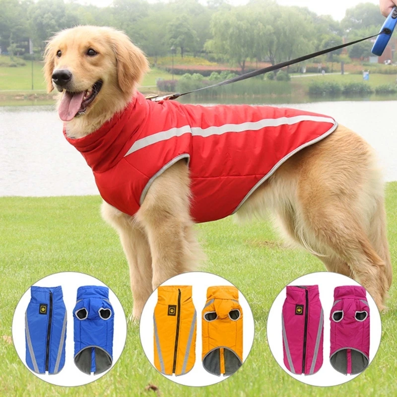 Dogs Step In Clothes Dog Winter Hooded Coat Puppy Waistcoat Autumn Outwears Skin Friendly Reflective Vest Pet Supplies 090C