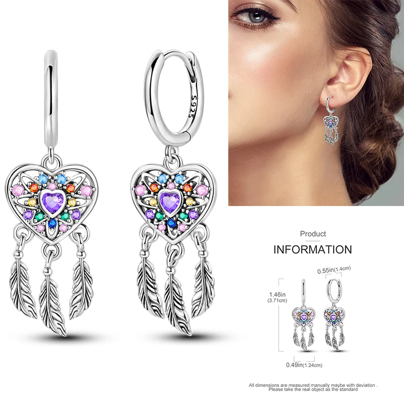 925 Sterling Silver Hoop Earrings Four-Leaf Clover Horseshoe Women
