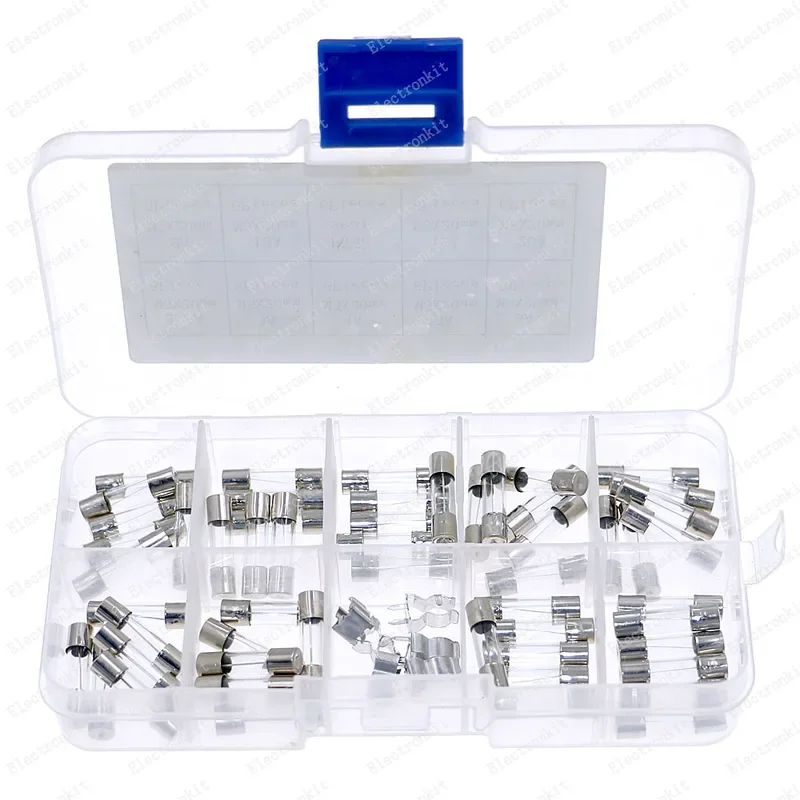 54pcs 5x20mm Fuse Assorted Kit Fast-Blow Glass Fuses 2.5A 3A 4A 5A 6A 8A 10A 15A 20AMP Quick Blow Car Glass Tube Fuses Set