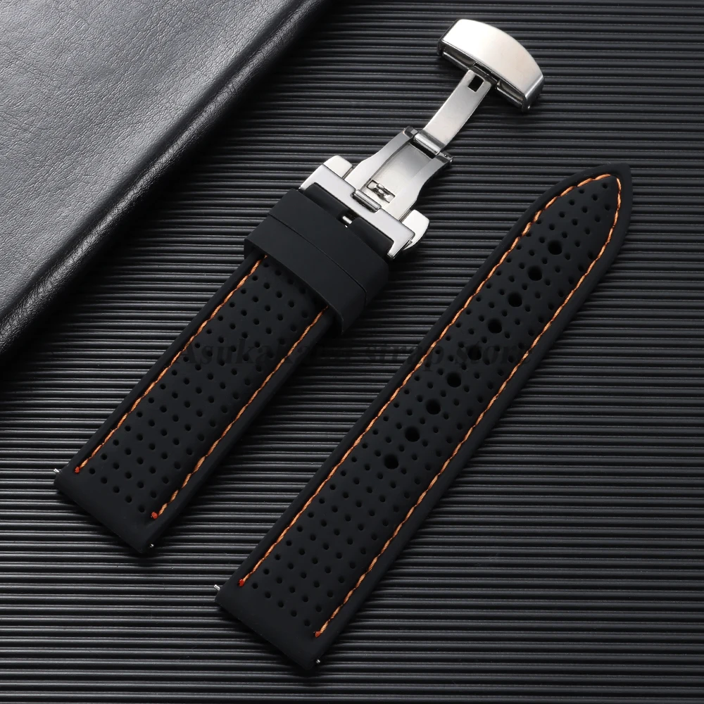 Breathable Silicone Watch Band with Butterfly Buckle