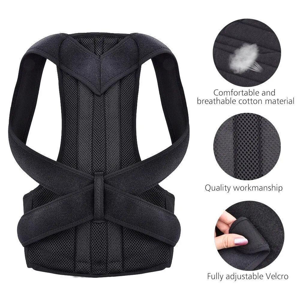  Posture Corrector - Fully Adjustable Breathable Clavicle Chest Back  Support Brace for Improves Posture & Provide Lumbar Support Back Pain  Relief - Perfect for Men & Women - X Small 