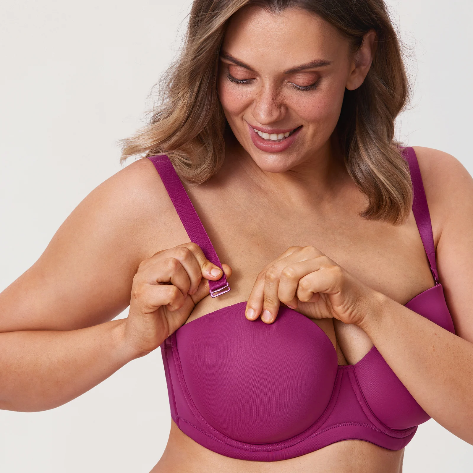 Delimira Women's Strapless Bra Silicone Invisible Plus Size Multiway Full Coverage Push Up Underwire Contour Padded DD E F