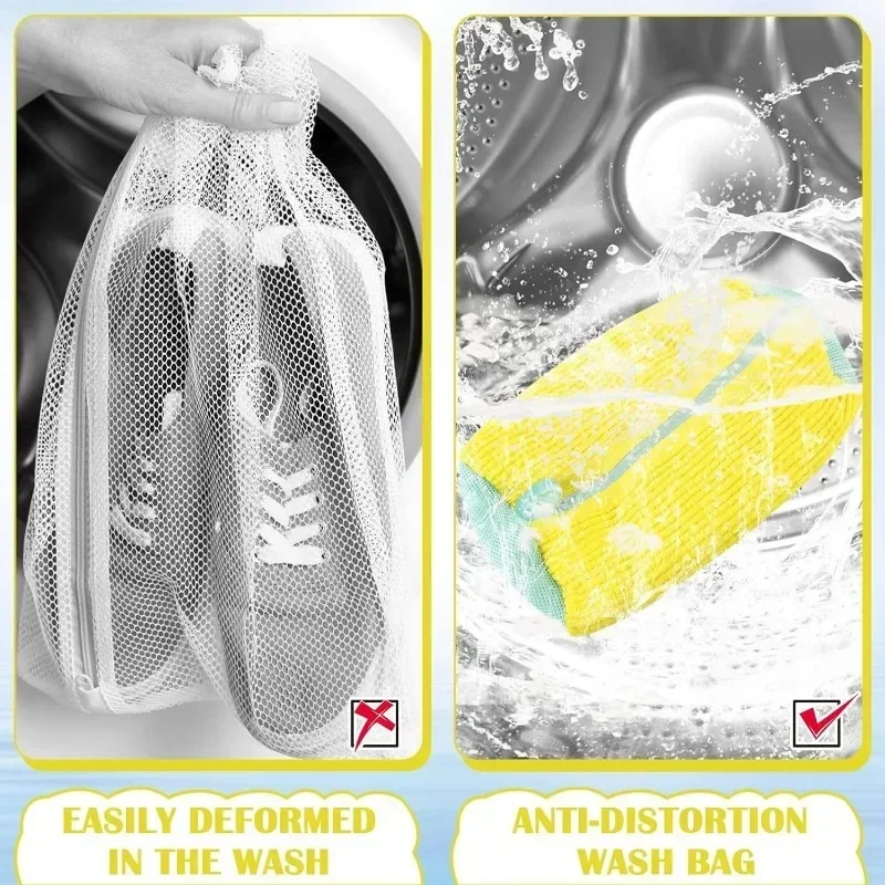 Laundry Bag Laundry Bags Shoe Washing Machine Bag with Zipper Rich Fluff Inside for Sneakers with Shoe Brush