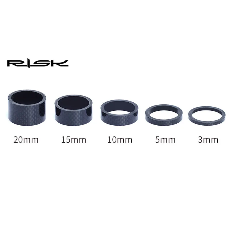 RISK 자전거 탄소 스템 스페이서, MTB 와셔 프론트 포크 28.6mm, MTB 자전거 방향 스페이서 스템 스페이서, 3K 광택, 3mm, 5mm, 10mm, 15mm, 20mm