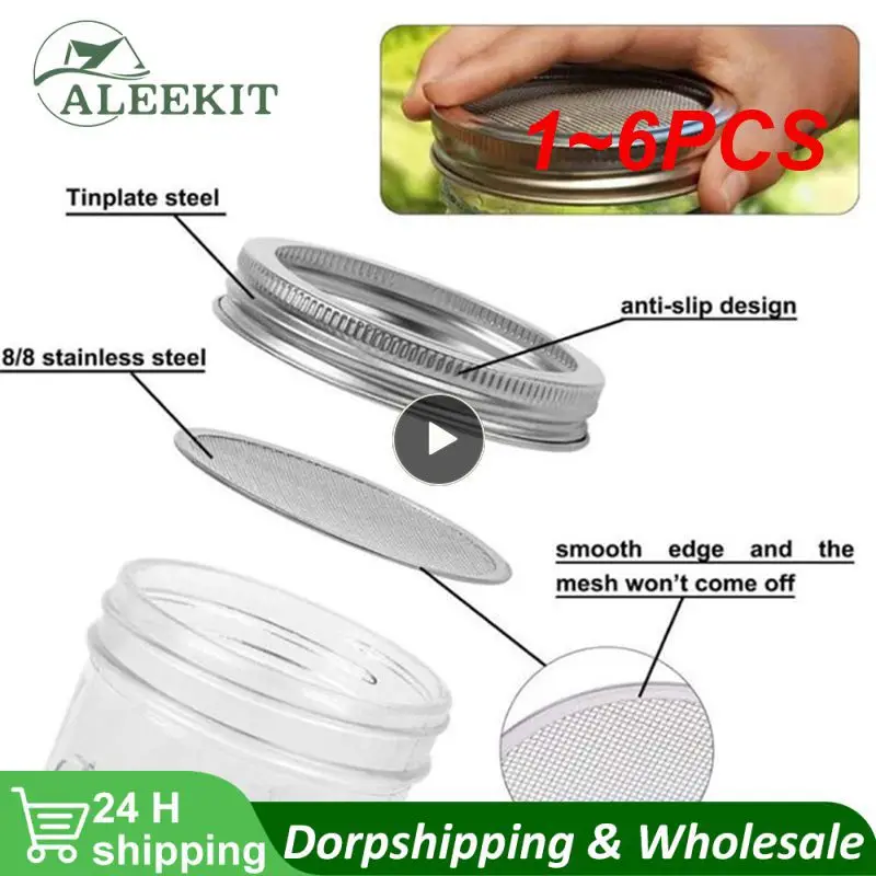 1~6PCS Stainless Steel Sprouting Lid Germinating Mason Jar Germination Strainer Adjustable Stands Seed Sprouter Filter Cover