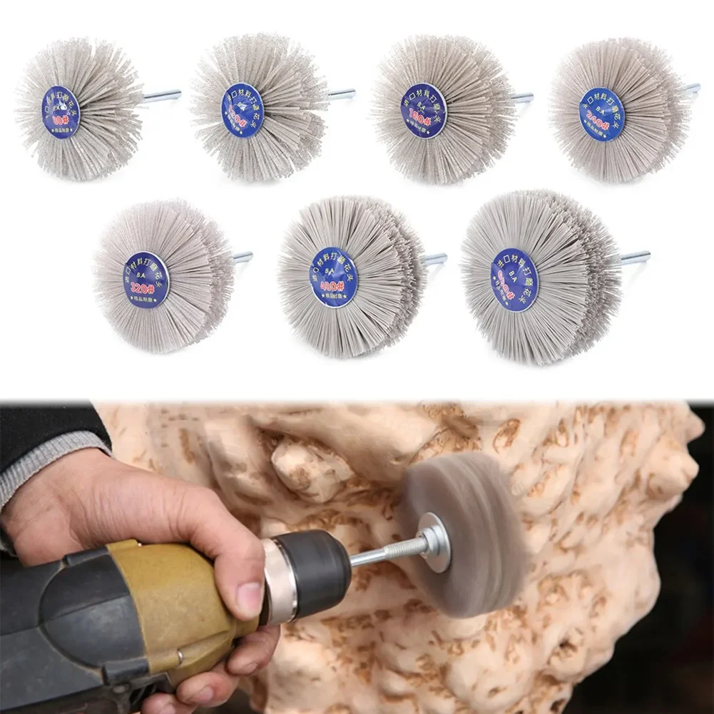 1pc Abrasive Nylon Wheel Brush Wire Radial Polishing Brush Head 80-600Grit Working Furniture Metal Stone Polishing Head Grinder