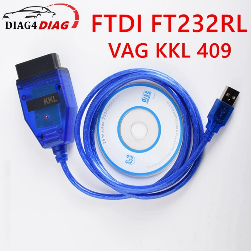FTDI FT232RL Chip for Fiat K.K-L For VAG KKL 409 Scan Tool For Audi/Seat/VW/Skoda OBD2 USB Interface Diagnostic Cable