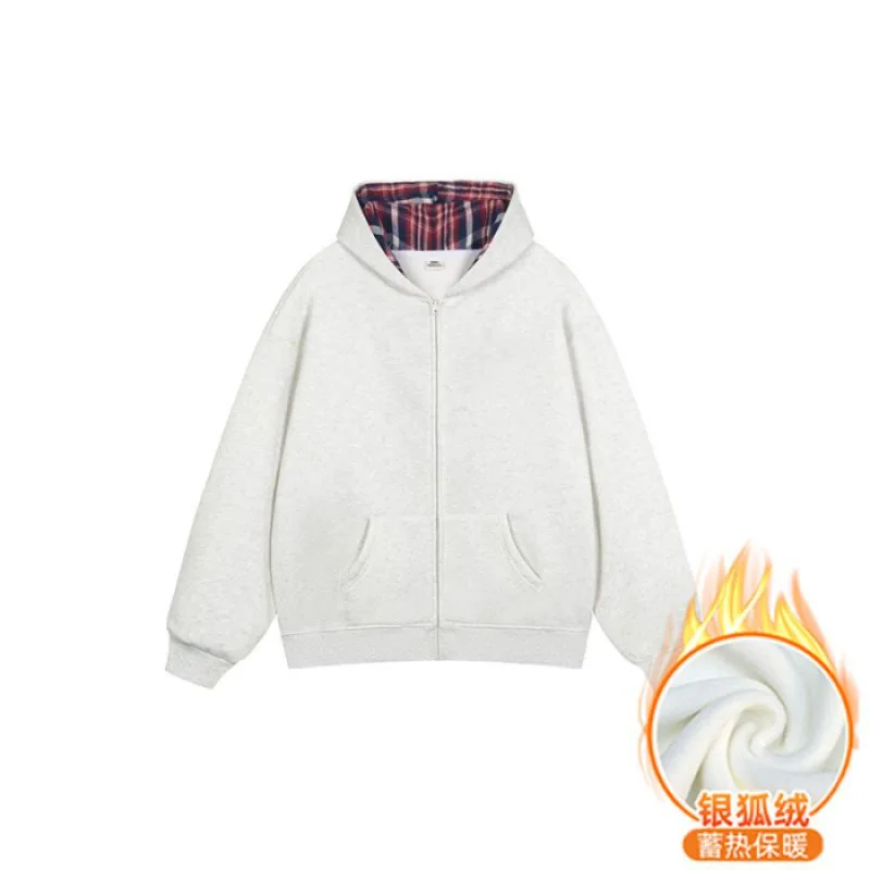 White Gray + red plaid