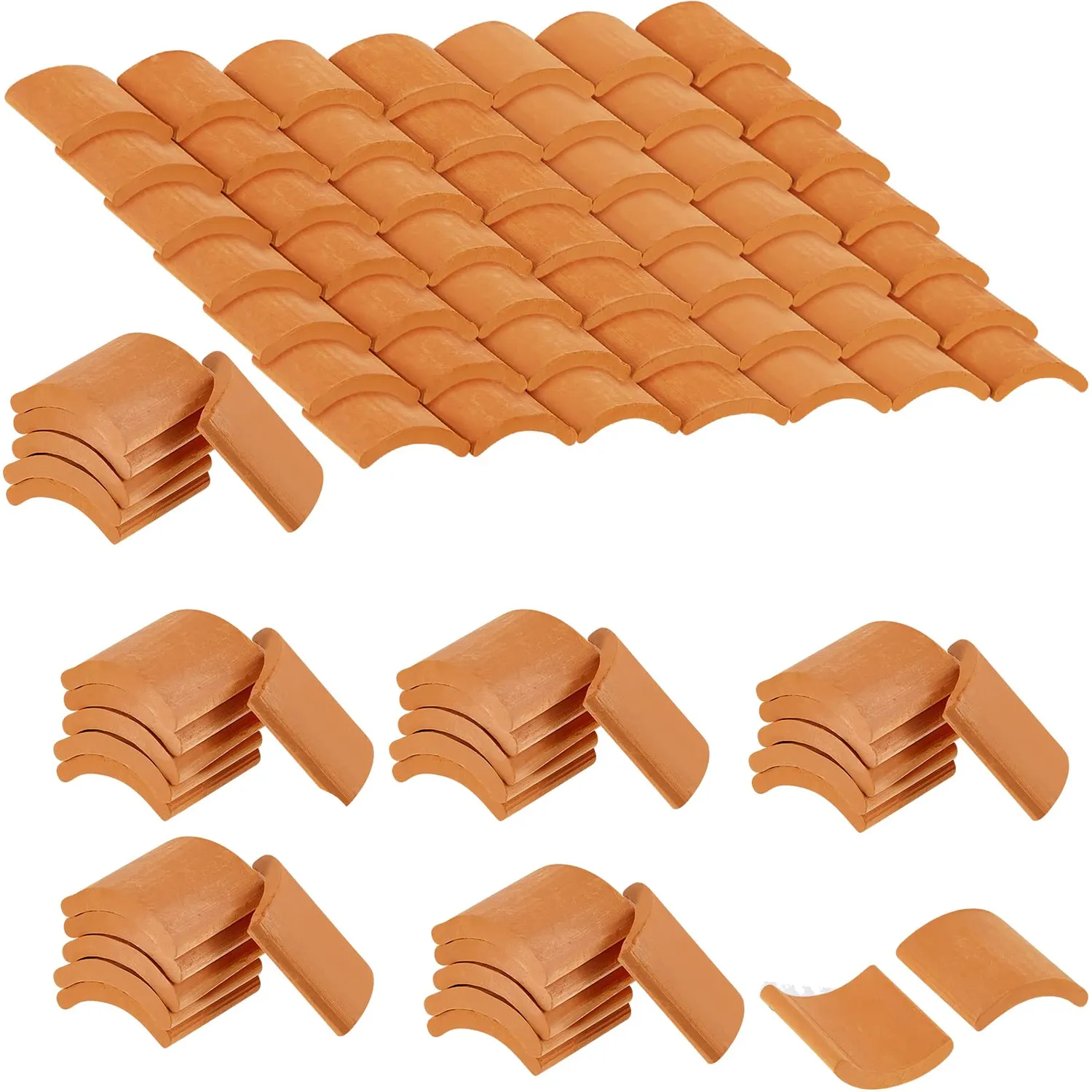 200 Pcs Roof Tiles Model Building Set Red Miniature Tiles for DIY Landscape Kitchen Garden Decoration 2