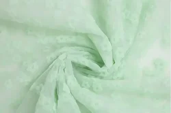Elegant Floral Flocking Lace Fabric in Light Purple for Bridal and Girl Dresses (Light Green)