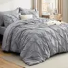 Bedsure Queen Comforter Set Grey - Bed in a Bag Queen Size 7 Pieces, GentleSoft™ Pintuck Bed Set Gift for Family 1