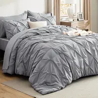 Bedsure Queen Comforter Set Grey - Bed in a Bag Queen Size 7 Pieces, GentleSoft™ Pintuck Bed Set Gift for Family 1
