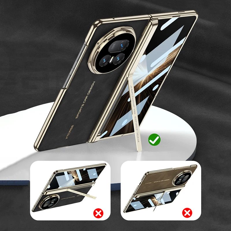 Frosted Leather Magnetic Hinge Stand Case For Honor Magic V5 Wireless Charge Fro